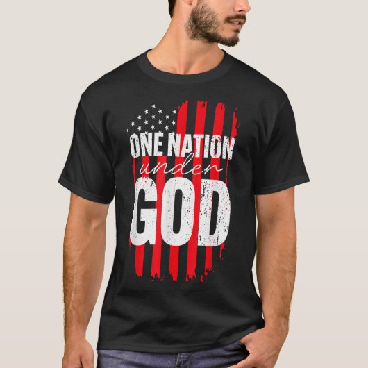 One Nation Under God American Flag Christian Jesus T-Shirt (Vorderseite)