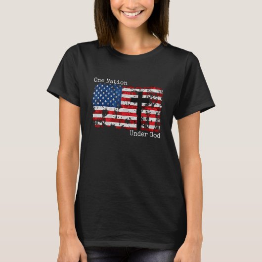 One Nation Under God Christian Cross American Flag T-Shirt (Vorderseite)
