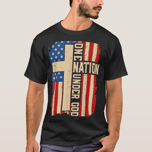 One Nation Under God Patriotic Christian Faith Ame T-Shirt (Vorderseite)