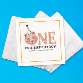 One Niedliche Geburtstag Boy Bear Napkins - 1. Geb Serviette