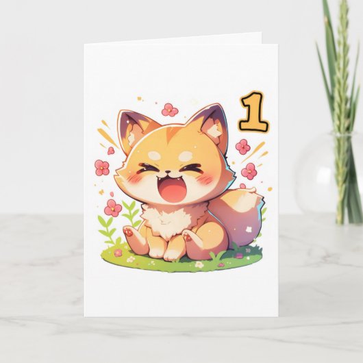 One Number Anime Fox Feiertagskarte (Vorderseite)