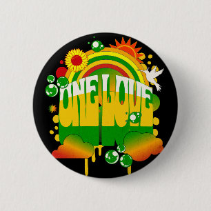 One One Love Rasta Pin Button