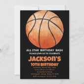 One Orange Basketball Geburtstagseinladungen Einladung (Vorderseite)