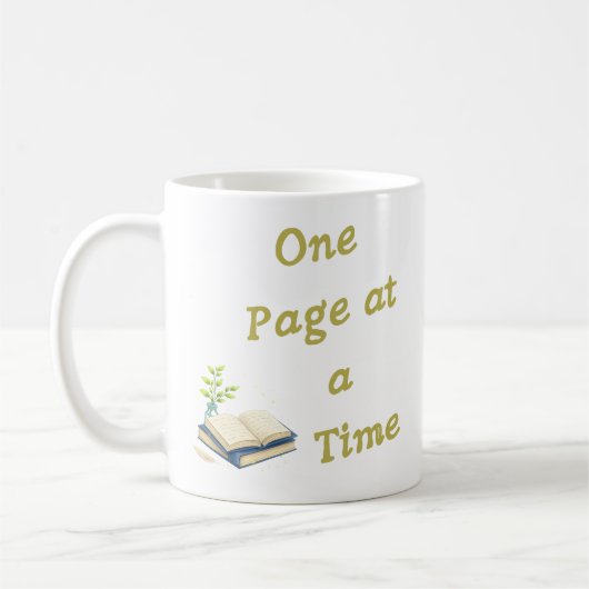 One Page at a Time – Mindful Reading Design Kaffeetasse (Links)