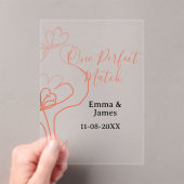 One Perfect match terracotta wedding couple name f Acryleinladungen (Insitu (Handheld))