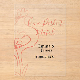One Perfect match terracotta wedding couple name f Acryleinladungen