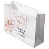 One Perfect match terracotta wedding couple name f Große Geschenktüte (Vorderseite Schrägansicht)