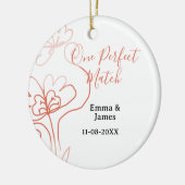 One Perfect match terracotta wedding couple name f Keramik Ornament (Links)