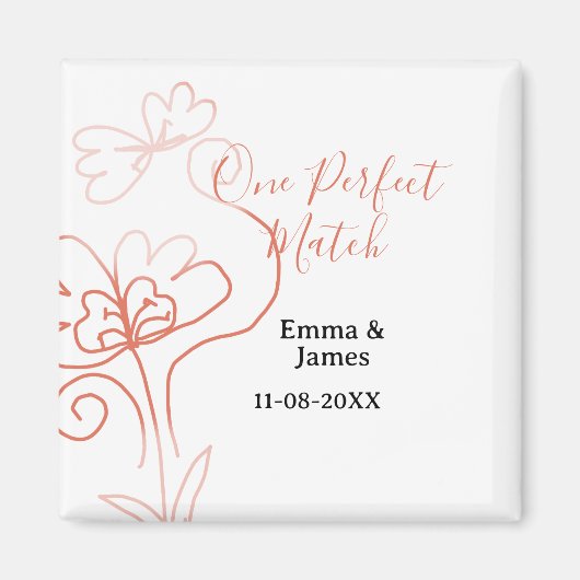 One Perfect match terracotta wedding couple name f Magnet (Vorne)