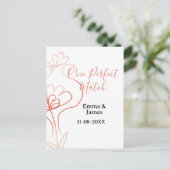 One Perfect match terracotta wedding couple name f Postkarte (Stehend Vorderseite)