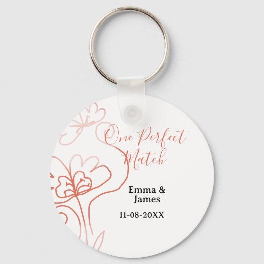 One Perfect match terracotta wedding couple name f Schlüsselanhänger (Vorderseite)