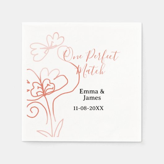 One Perfect match terracotta wedding couple name f Serviette (Vorderseite)