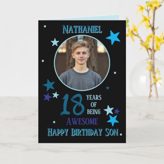 One Photo 18th Birthday Card For Son Karte (Gelbe Blume)