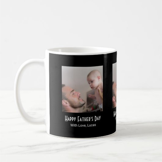 One Photo Happy Father's Day Black White Kaffeetasse (Links)