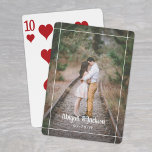 One Photo Simple Picture Modern Wedding Favors Spielkarten<br><div class="desc">Add a personalized finishing touch to your special day celebration with these custom photo playing cards. (IMAGE PLACEMENT TIP: An easy way to center a photo exactly how you want is to crop it before uploading to the Zazzle website.) Design features one picture of your choice, handwritten style script calligraphy,...</div>