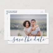 One Picture Wedding Rett Date Postcard Navy Postkarte (Vorne/Hinten)