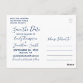 One Picture Wedding Rett Date Postcard Navy Postkarte (Rückseite)