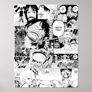 One Piece Manga Collage Poster