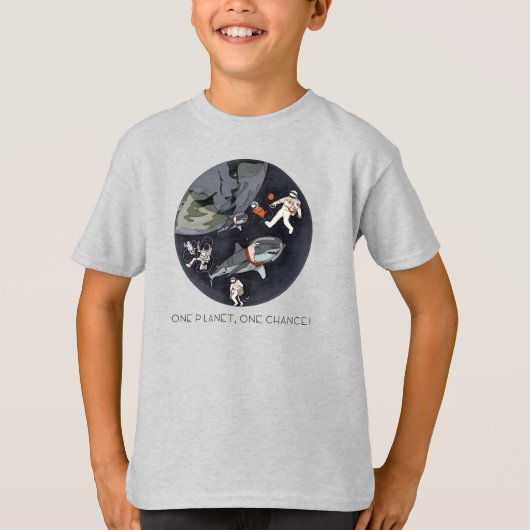 One Planet One Chance - Earth Day (Cartoon Texture T-Shirt (Vorderseite)