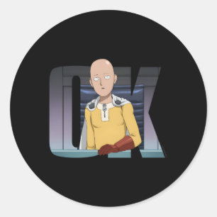 One Punch Saitama Ok Runder Aufkleber