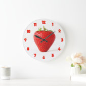 One Red Strawberry Fat Red Numbers wc arc Große Wanduhr (Zuhause)