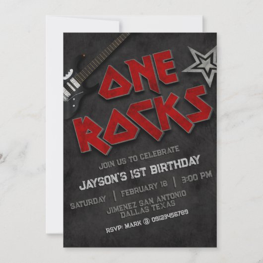 One Rocks Birthday Einladung (Vorderseite)