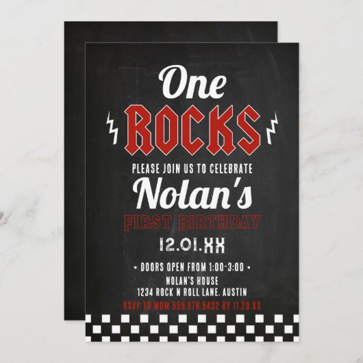 One Rocks Birthday Gitarre Konzerteinladung Einladung (Vorne/Hinten)