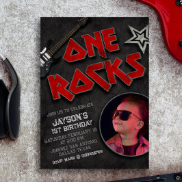 One Rocks Birthday mit Foto Einladung
