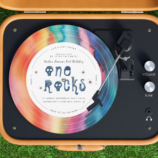 One Rocks | Gefärbte Krawatte Rock'n'roll Vinyl Re Einladung