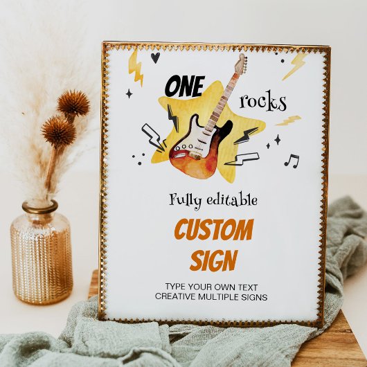 One Rocks Gitarre Geburtstag Custom Sign Party Poster