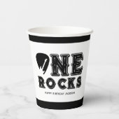 One Rocks Gitarrenpick 1. Geburtstagsfeier Pappbecher (Rückseite)