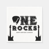 One Rocks Gitarrenplektrum 1. Geburtstagsfeier Serviette (Vorderseite)