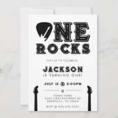 One Rocks Guitar Pick 1st Birthday Party Einladung (Vorderseite)