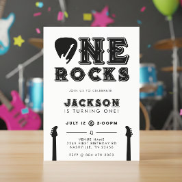 One Rocks Guitar Pick 1st Birthday Party Einladung