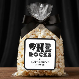 One Rocks Guitar Pick 1st Birthday Party Quadratischer Aufkleber
