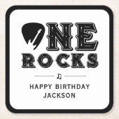 One Rocks Guitar Pick 1st Birthday Party Rechteckiger Pappuntersetzer (Vorderseite)
