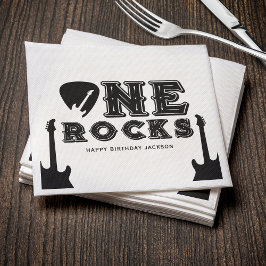 One Rocks Guitar Pick 1st Birthday Party Serviette