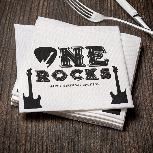 One Rocks Guitar Pick 1st Birthday Party Serviette