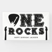 One Rocks Guitar Pick 1st Birthday Party White Banner (Horizontal)