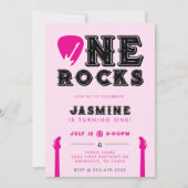 One Rocks Guitar Pick Pink 1st Birthday Party Einladung (Vorderseite)