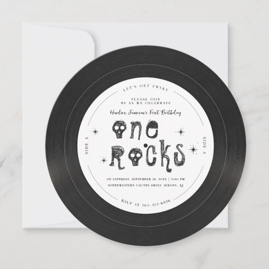 One Rocks | Retro Rock'n'roll Vinyl Record Einladung (Vorderseite)
