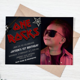 One Rocks with Picture - 1. Geburtstag Einladung