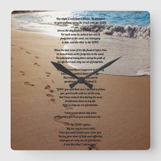 One Set Of Footprints Square Wall Clock Quadratische Wanduhr (Vorderseite)