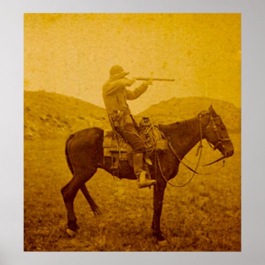 One Shot on Horseback Vintag Sepia Poster (Vorne)