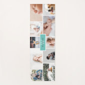 One-Side-Aquamarin Monogram-Familienfoto-Collage Yogamatte (Vorderseite)