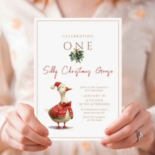 One Silly Christmas Goose Fest Winter Birthday Einladung