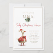 One Silly Christmas Goose Fest Winter Birthday Einladung (Vorderseite)