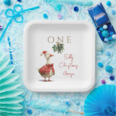 One Silly Christmas Goose Fest Winter Birthday Pappteller (Party)