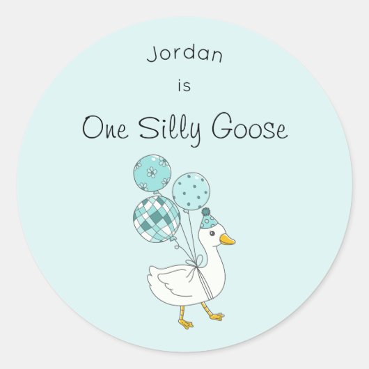 One Silly Goose 1. Geburtstag Aufkleber (Vorderseite)