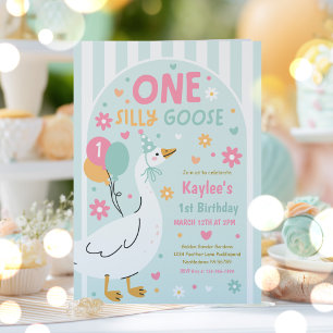 One Silly Goose 1. Geburtstagsfeier Frühjahrs-Gebu Einladung